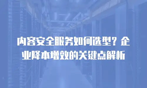内容安全服务如何选型？企业降本增效的关键点解析