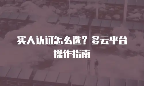 实人认证怎么选？多云平台操作指南