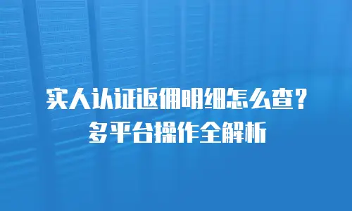 实人认证返佣明细怎么查？多平台操作全解析