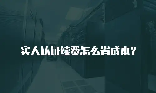 实人认证续费怎么省成本？