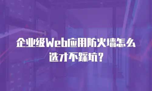 企业级Web应用防火墙怎么选才不踩坑？