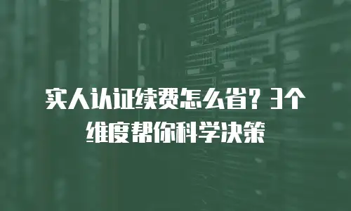 实人认证续费怎么省？3个维度帮你科学决策
