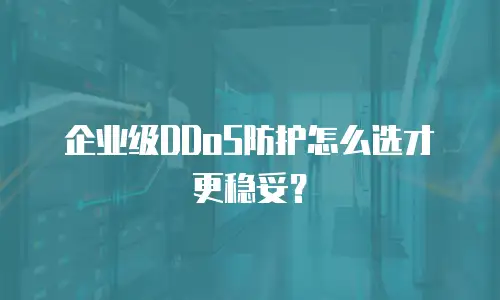 企业级DDoS防护怎么选才更稳妥？
