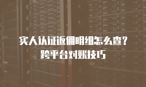 实人认证返佣明细怎么查？跨平台对账技巧