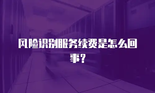 风险识别服务续费是怎么回事？