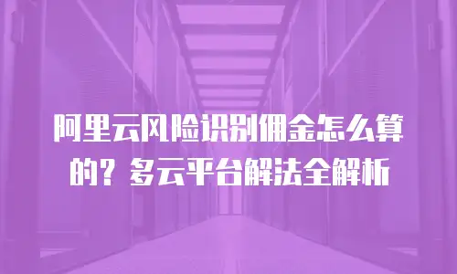 阿里云风险识别佣金怎么算的？多云平台解法全解析