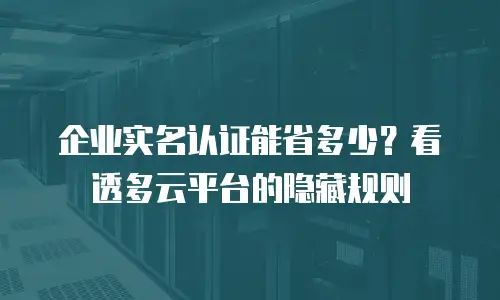 企业实名认证能省多少？看透多云平台的隐藏规则