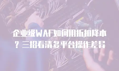 企业级WAF如何用折扣降本？三招看清多平台操作差异