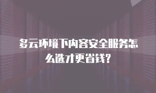 多云环境下内容安全服务怎么选才更省钱？