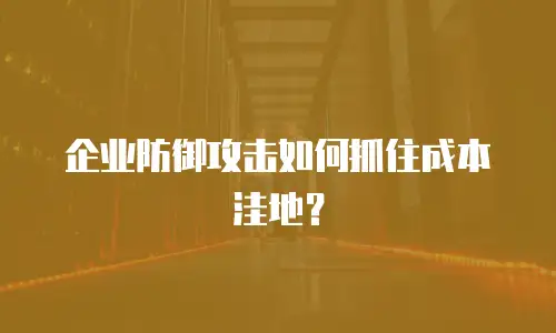 企业防御攻击如何抓住成本洼地？