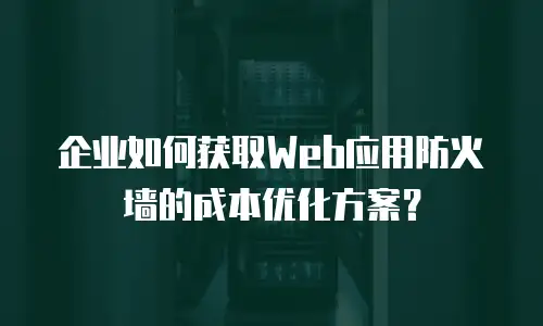 企业如何获取Web应用防火墙的成本优化方案？