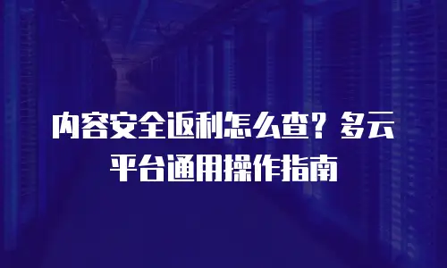 内容安全返利怎么查？多云平台通用操作指南
