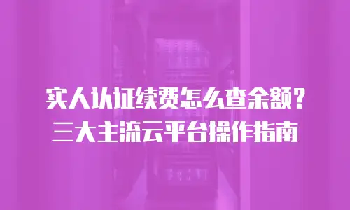 实人认证续费怎么查余额？三大主流云平台操作指南