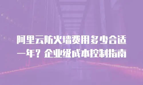 阿里云防火墙费用多少合适一年？企业级成本控制指南