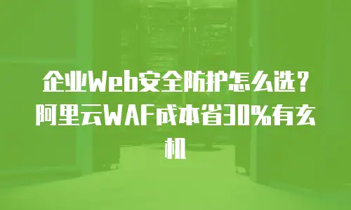 企业Web安全防护怎么选？阿里云WAF成本省30%有玄机