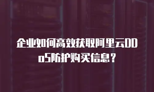 企业如何高效获取阿里云DDoS防护购买信息？