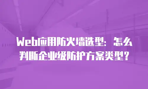 Web应用防火墙选型：怎么判断企业级防护方案类型？