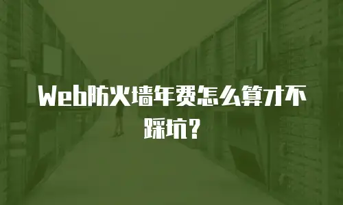 Web防火墙年费怎么算才不踩坑？