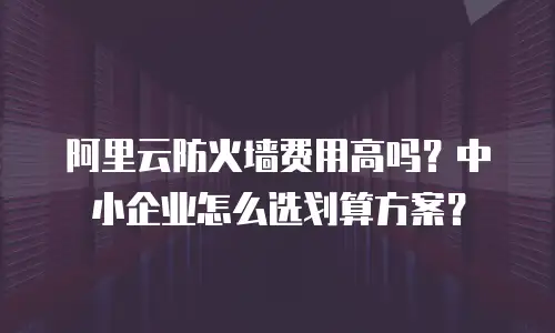 阿里云防火墙费用高吗？中小企业怎么选划算方案？