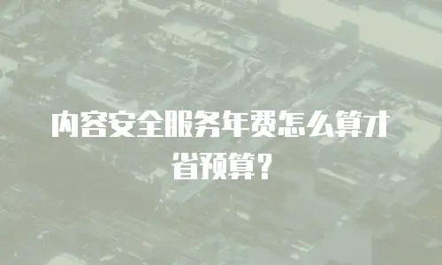 内容安全服务年费怎么算才省预算？
