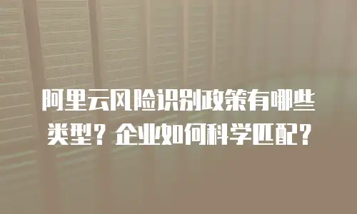 阿里云风险识别政策有哪些类型？企业如何科学匹配？