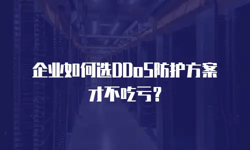 企业如何选DDoS防护方案才不吃亏？