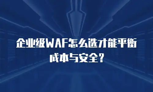 企业级WAF怎么选才能平衡成本与安全？