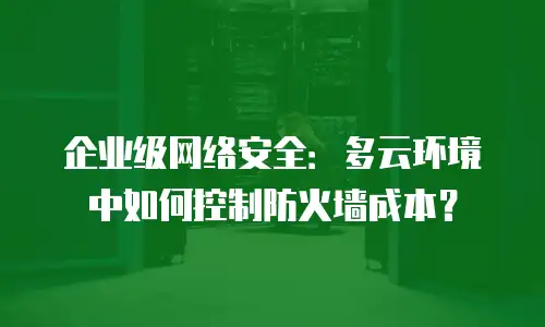 企业级网络安全：多云环境中如何控制防火墙成本？