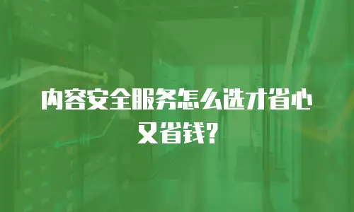 内容安全服务怎么选才省心又省钱？