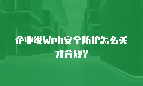 企业级Web安全防护怎么买才合规？