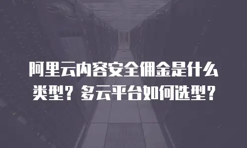 阿里云内容安全佣金是什么类型？多云平台如何选型？