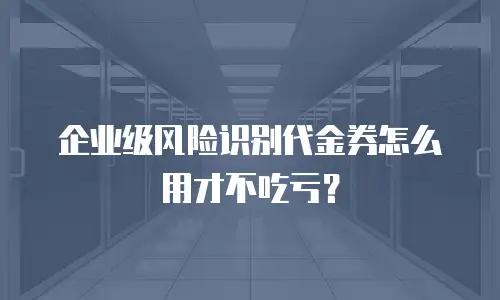 企业级风险识别代金券怎么用才不吃亏？