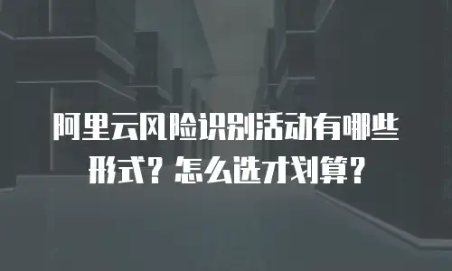 阿里云风险识别活动有哪些形式？怎么选才划算？