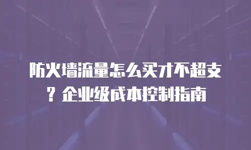 防火墙流量怎么买才不超支？企业级成本控制指南