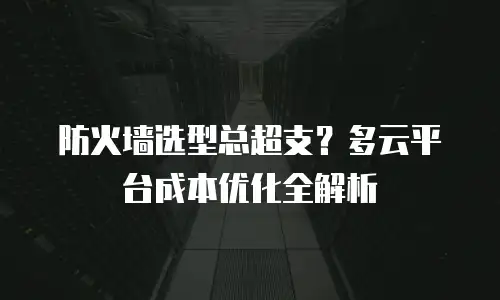 防火墙选型总超支？多云平台成本优化全解析