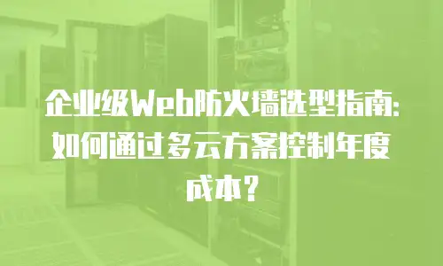 企业级Web防火墙选型指南：如何通过多云方案控制年度成本？