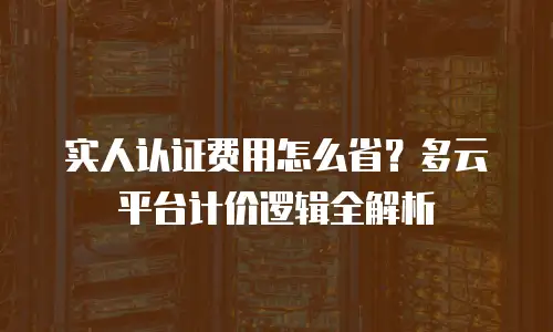 实人认证费用怎么省？多云平台计价逻辑全解析