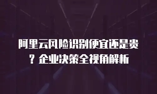 阿里云风险识别便宜还是贵？企业决策全视角解析