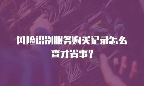 风险识别服务购买记录怎么查才省事？