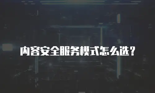 内容安全服务模式怎么选？
