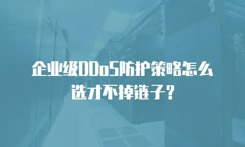 企业级DDoS防护策略怎么选才不掉链子？