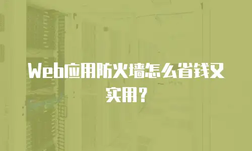 Web应用防火墙怎么省钱又实用？