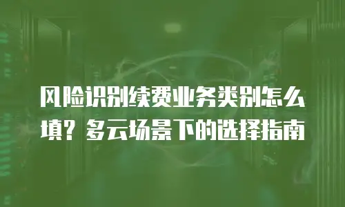 风险识别续费业务类别怎么填？多云场景下的选择指南