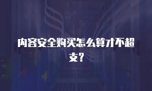 内容安全购买怎么算才不超支？