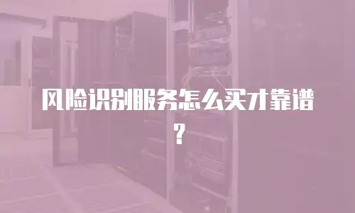 风险识别服务怎么买才靠谱？