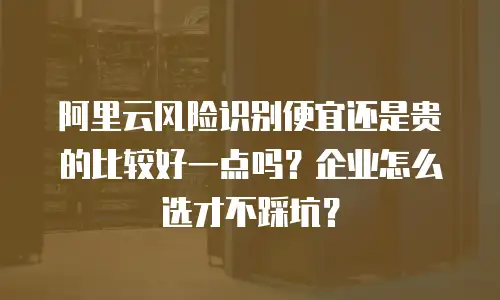 阿里云风险识别便宜还是贵的比较好一点吗？企业怎么选才不踩坑？