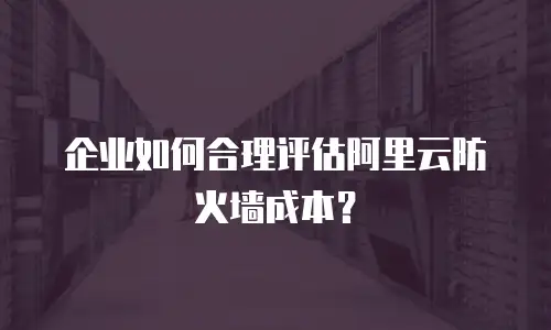 企业如何合理评估阿里云防火墙成本？
