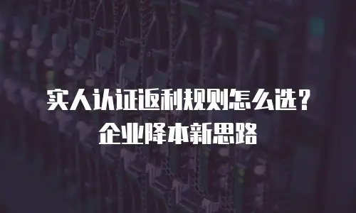 实人认证返利规则怎么选？企业降本新思路
