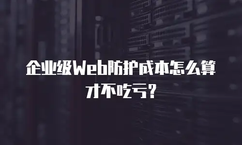 企业级Web防护成本怎么算才不吃亏？