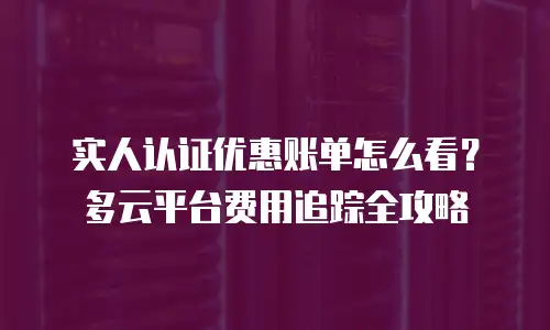 实人认证优惠账单怎么看？多云平台费用追踪全攻略
